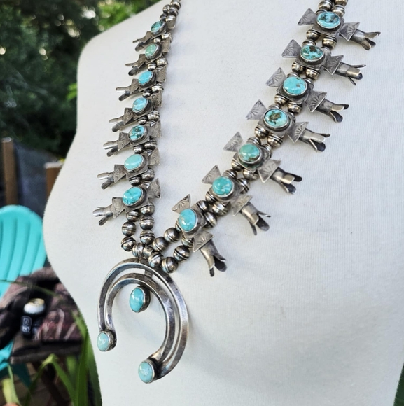 Tribal Jewelry - 🔥 Vintage 1940s Navajo Squash Blossom Necklace – Rare Aspen Find 🔥
